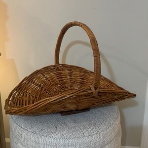 Vintage Handcrafted Wicker French Flower Gathering Basket